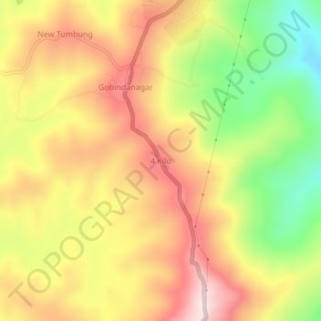Mapa topográfico 4 Kilo, altitud, relieve