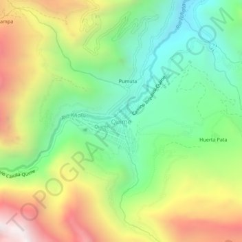 Mapa topográfico Quime, altitud, relieve