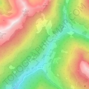 Mapa topográfico Prenn, altitud, relieve