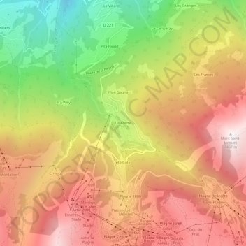 Mapa topográfico La Roche, altitud, relieve