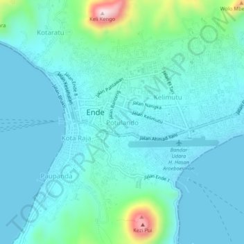 Mapa topográfico Potulando, altitud, relieve