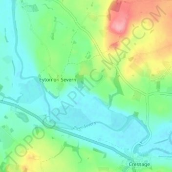 Mapa topográfico Dryton, altitud, relieve
