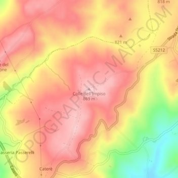 Mapa topográfico Colle dell'Impiso, altitud, relieve