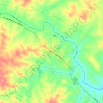 Mapa topográfico Bemboka, altitud, relieve