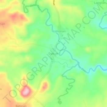 Mapa topográfico Dao-an, altitud, relieve