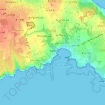 Mapa topográfico Mez Tal-er-Port, altitud, relieve