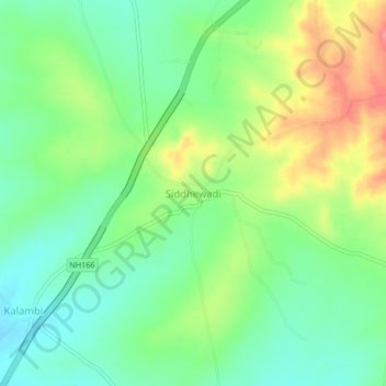 Mapa topográfico Siddhewadi, altitud, relieve