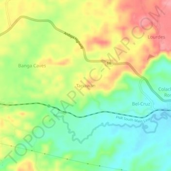 Mapa topográfico Tanawan, altitud, relieve