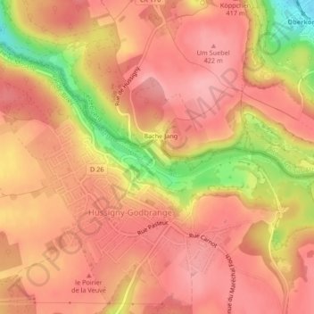 Mapa topográfico Le Bois d'Huile, altitud, relieve