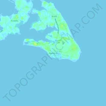 Mapa topográfico Westland, altitud, relieve