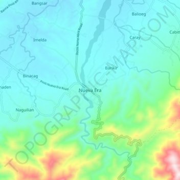 Mapa topográfico Nueva Era, altitud, relieve
