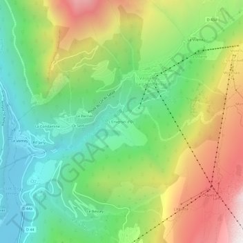 Mapa topográfico L'Enversin d'Oz, altitud, relieve