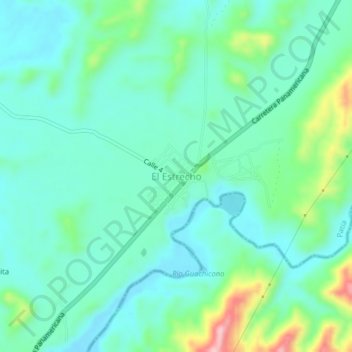 Mapa topográfico El Estrecho, altitud, relieve