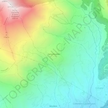 Mapa topográfico Santa Elisabetta, altitud, relieve