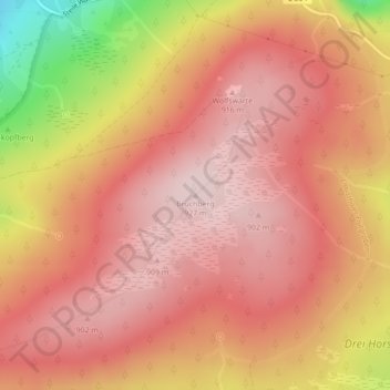 Mapa topográfico Bruchberg, altitud, relieve
