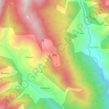 Mapa topográfico Jaral, altitud, relieve