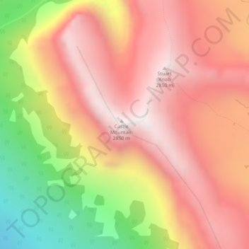 Mapa topográfico Castle Mountain, altitud, relieve