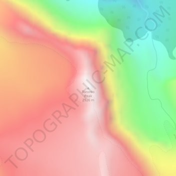 Mapa topográfico Toronto Peak, altitud, relieve