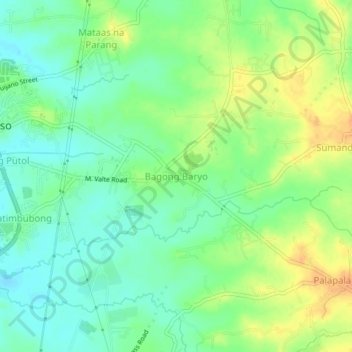 Mapa topográfico Bagong Baryo, altitud, relieve