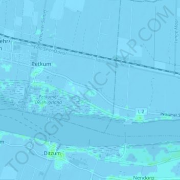 Mapa topográfico Petkumer Münte, altitud, relieve