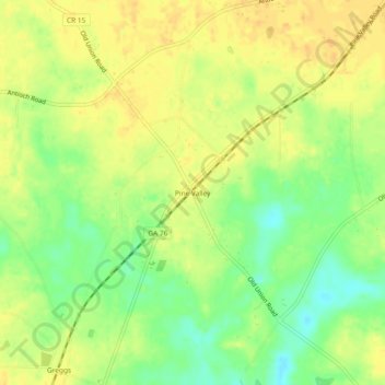 Mapa topográfico Pine Valley, altitud, relieve