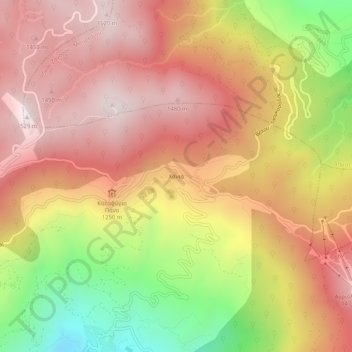 Mapa topográfico Χάνια, altitud, relieve