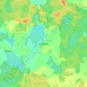 Mapa topográfico Stryjewo, altitud, relieve