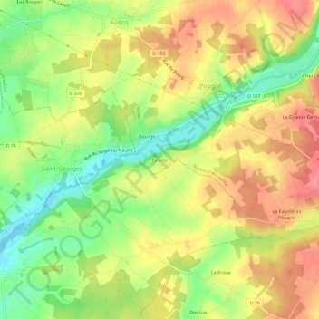 Mapa topográfico Celette, altitud, relieve