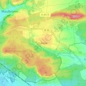 Mapa topográfico Schmie, altitud, relieve