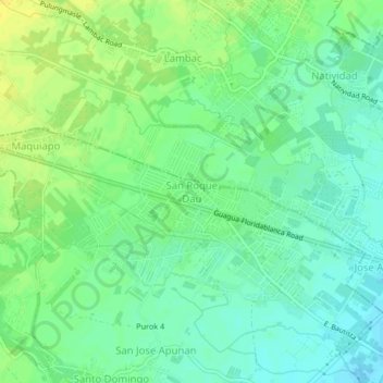 Mapa topográfico San Roque Dau, altitud, relieve