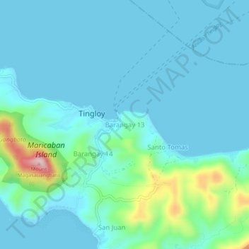 Mapa topográfico Barangay 13, altitud, relieve