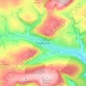 Mapa topográfico Chapel Lawn, altitud, relieve