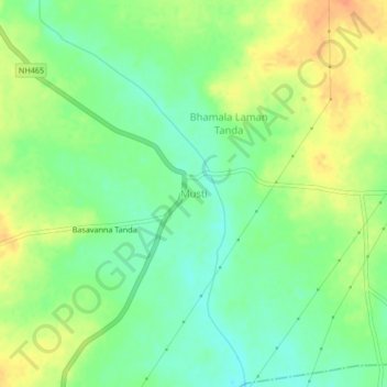 Mapa topográfico Musti, altitud, relieve