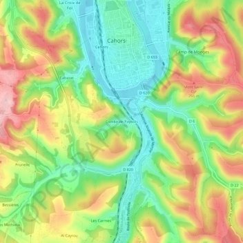 Mapa topográfico Combe de Payrolis, altitud, relieve