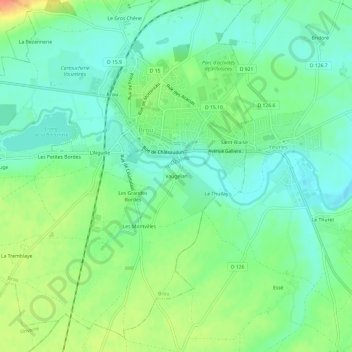 Mapa topográfico Vaugelan, altitud, relieve
