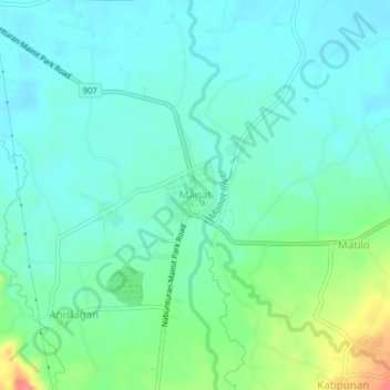 Mapa topográfico Manat, altitud, relieve