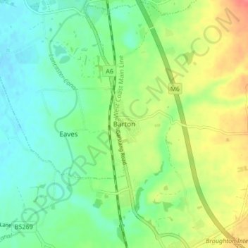 Mapa topográfico Barton, altitud, relieve