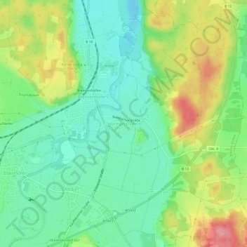 Mapa topográfico Hörmanshofen, altitud, relieve