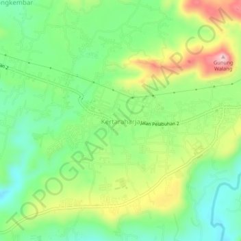 Mapa topográfico Kertaraharja, altitud, relieve