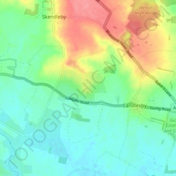 Mapa topográfico Scremby, altitud, relieve
