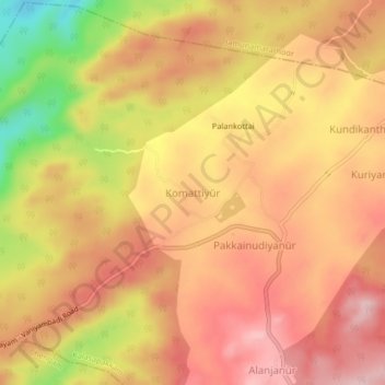 Mapa topográfico Komattiyūr, altitud, relieve