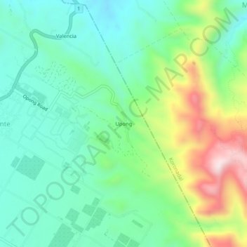 Mapa topográfico Upong, altitud, relieve