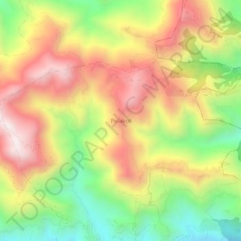 Mapa topográfico Pelakot, altitud, relieve