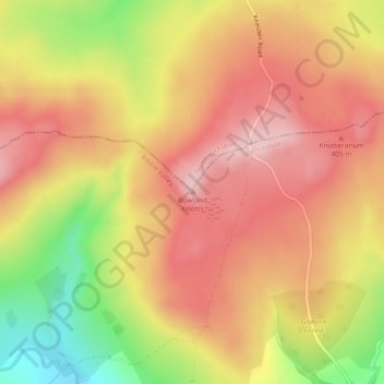 Mapa topográfico Bowland Knotts, altitud, relieve