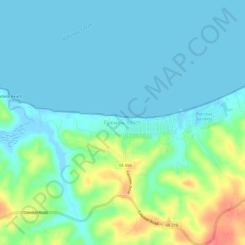 Mapa topográfico Fairview Beach, altitud, relieve