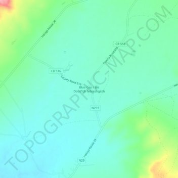 Mapa topográfico Blue Gap, altitud, relieve