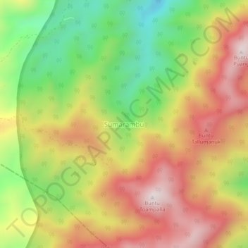 Mapa topográfico Sumarambu, altitud, relieve