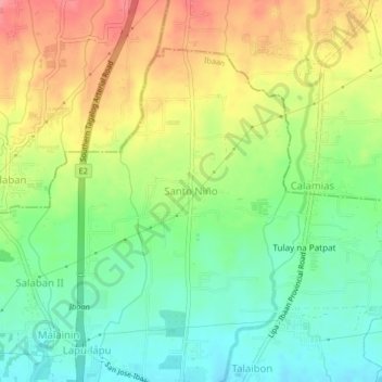Mapa topográfico Santo Niño, altitud, relieve