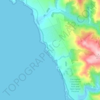 Mapa topográfico Carmet, altitud, relieve