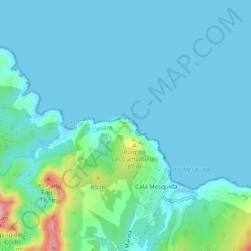 Mapa topográfico Silvana, altitud, relieve